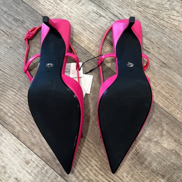 ZARA Leather Heels with Front Buckle NWT | Fuchsia Slingback Size 7.5 - Picture 15 of 16
